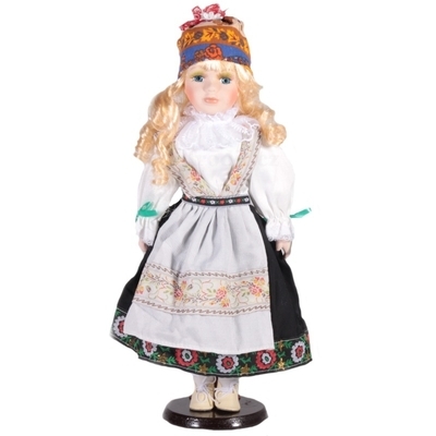 Doll porcelánová panenka Ute 40 cm v lidovém kroji - 1