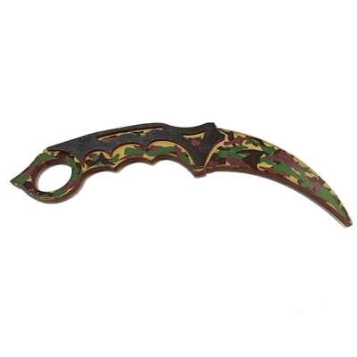 Dřevěný nůž Karambit maskáč zelený