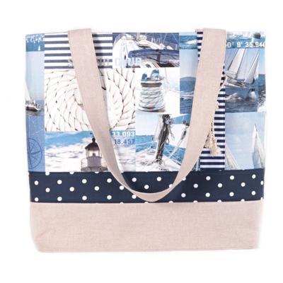 Modrá plátěná taška Chloe s mořským motivem - 1