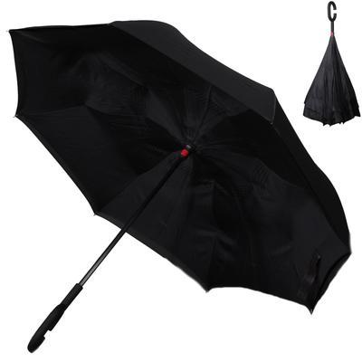 Obrácený jednobarevný deštník Lucas černý - 1