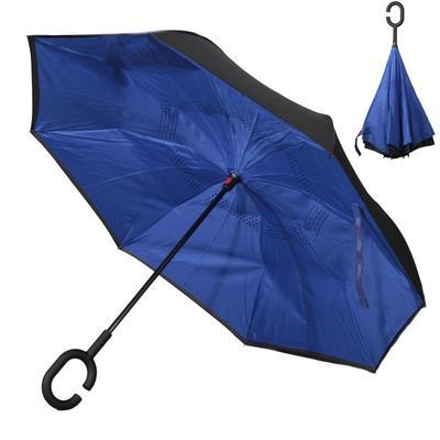 Obrácený jednobarevný deštník Helga tmavě modrý - 1