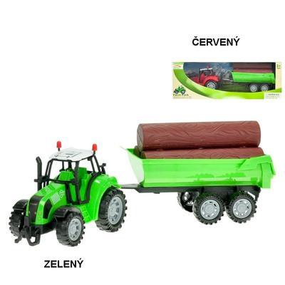 Traktor s vlekem a dřevem 34cm Balu
