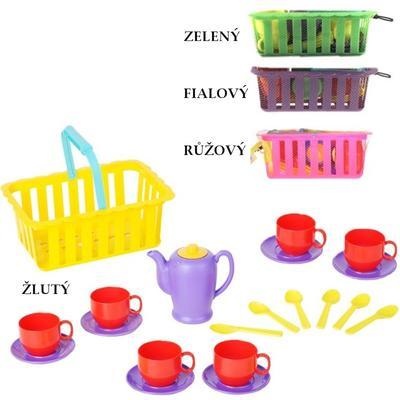 Dětský čajový set v košíku Sia fialový, fialový