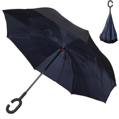 Obrácený jednobarevný deštník Lucas tmavě modrý - 1