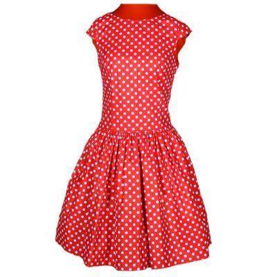 Červené šaty Margita s puntíky - 38, 38 - 1
