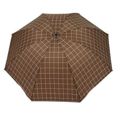 Kostkovaný skládací deštník Bady hnědý - 1