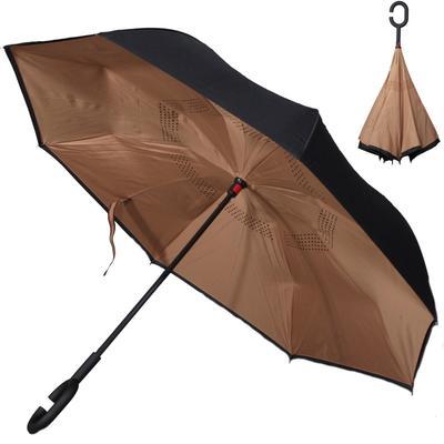 Obrácený jednobarevný deštník Lucas hnědý - 1