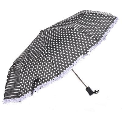 Skládací puntíkatý deštník Retro černý