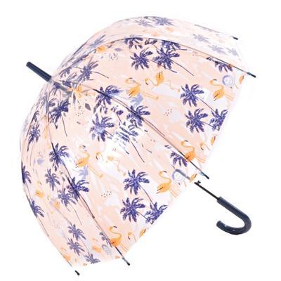 Průhledný dámský deštník Plameňák oranžový - 1
