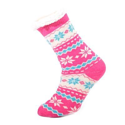Zimní ponožky Snow s norským vzorem tmavě růžové 35-38, 35-38