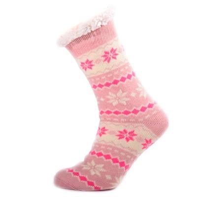 Zimní ponožky Snow s norským vzorem světle růžové
