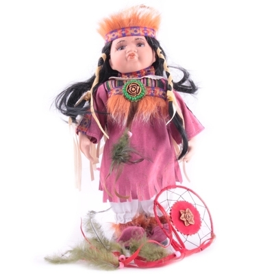 Indiánská porcelánová panenka Tina 30 cm