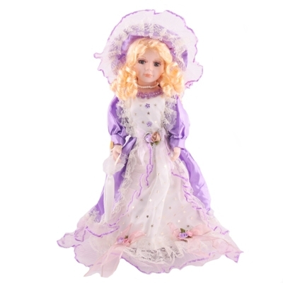 Doll porcelánová panenka Leona 40 cm fialová - 1