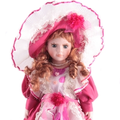 Porcelánová panenka Kačenka 40 cm růžová - 1