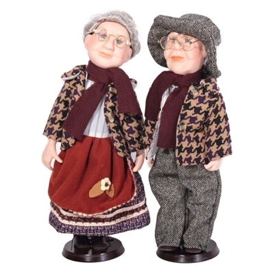 DOLL set Lucie porcelánové panenky děda s babičkou 40 cm