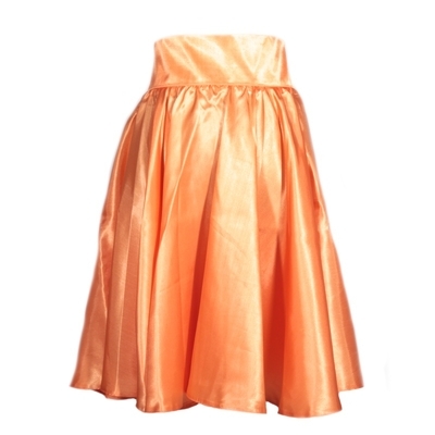 Oranžová saténová sukně s pevným pasem Kimberly