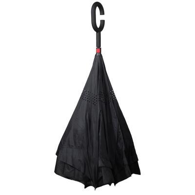 Obrácený jednobarevný deštník Lucas černý - 2