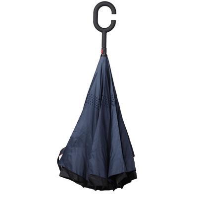 Obrácený jednobarevný deštník Lucas tmavě modrý - 2
