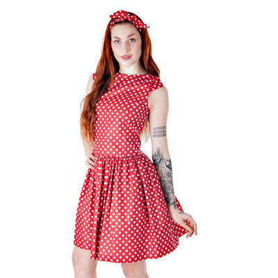 Červené šaty Margita s puntíky - 38, 38 - 2