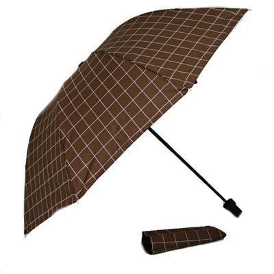 Kostkovaný skládací deštník Bady hnědý - 2